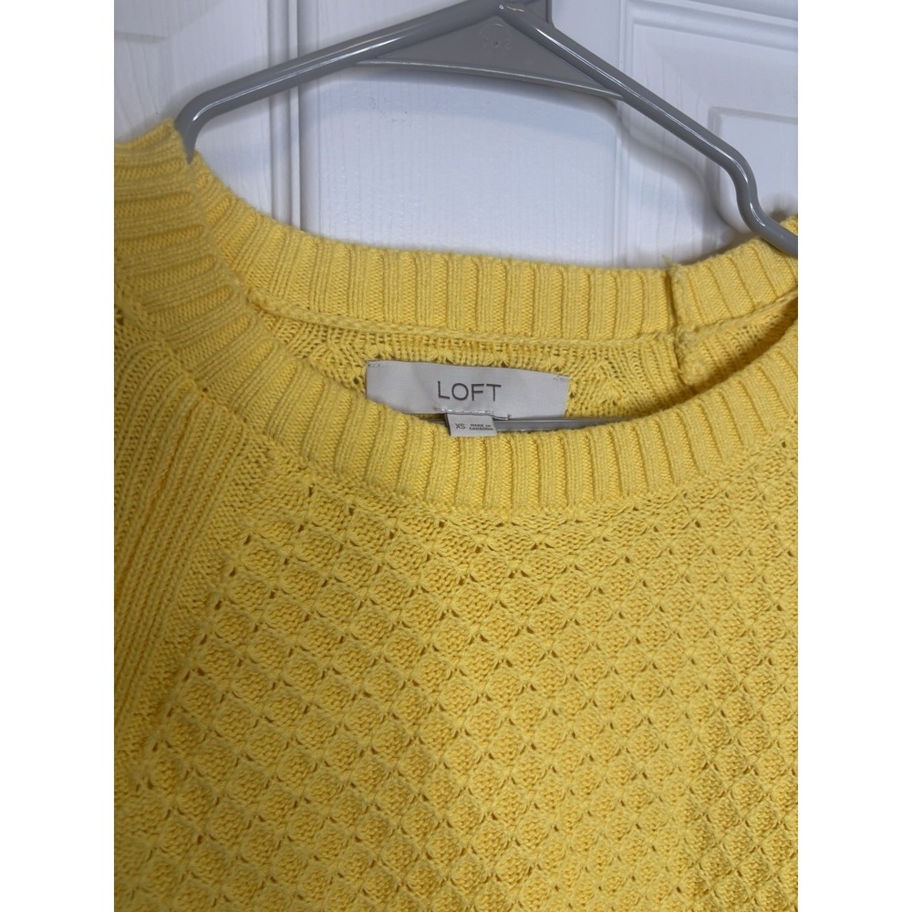 Loft Women's Textured Spring Sweater Yellow, Size XS, Crew Neck, Bright Cheery - Picture 4 of 4